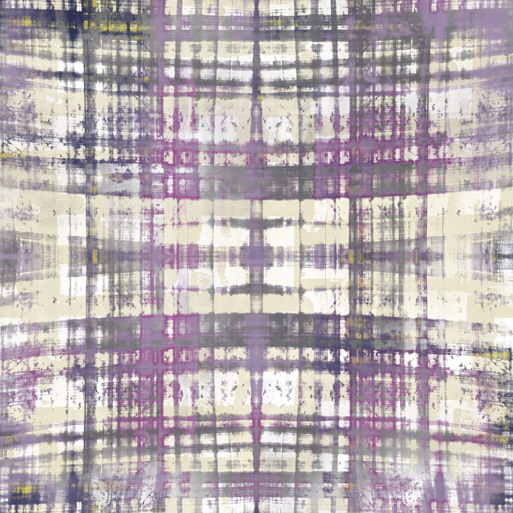 Reflection, pattern design, grey, purple, gold, white, cream, detail 1
