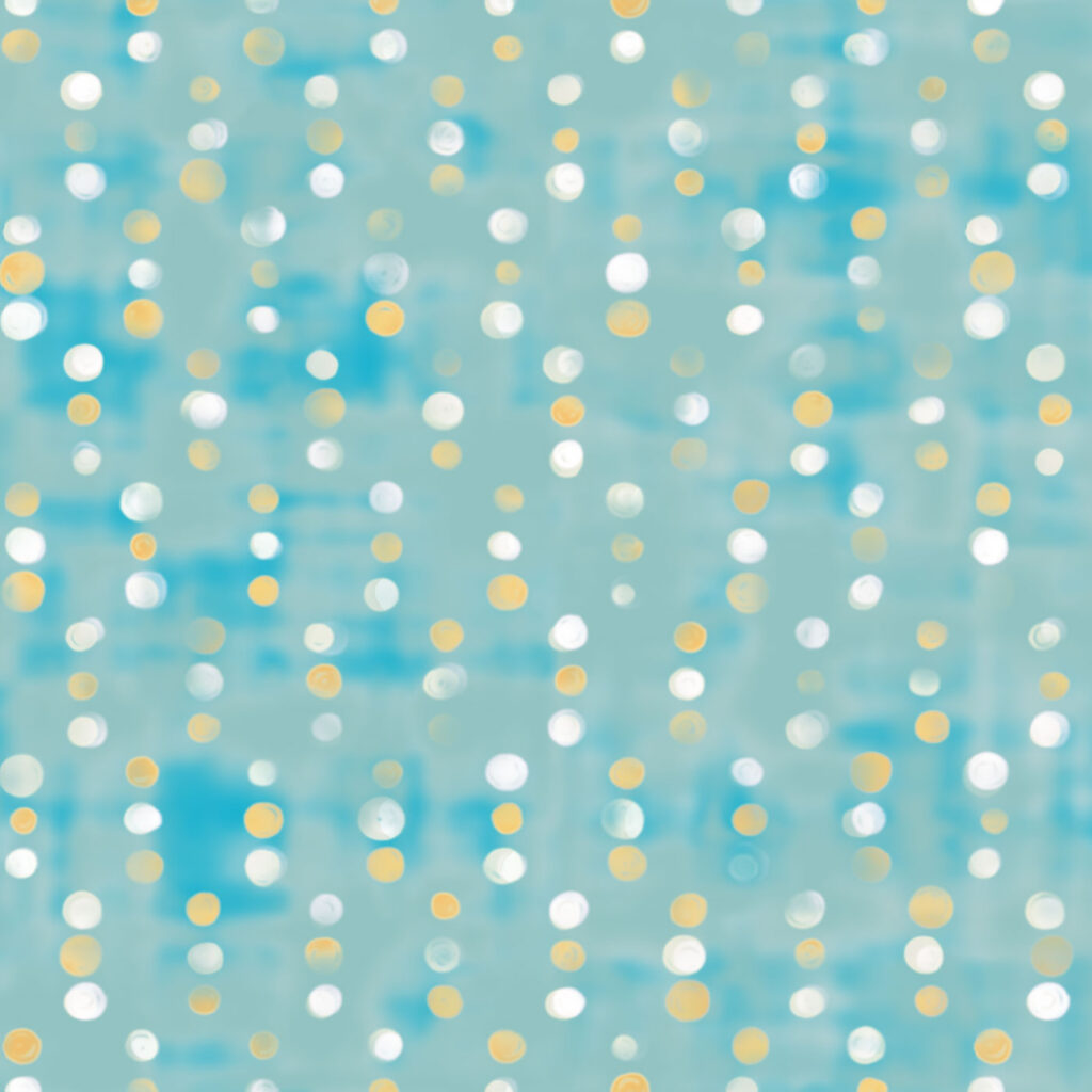 Signal, pattern design, blue, gold, white, teal, detail 1
