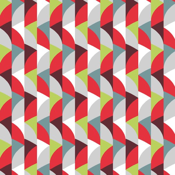 Terra, pattern design, red, grey, white, green, detail 2