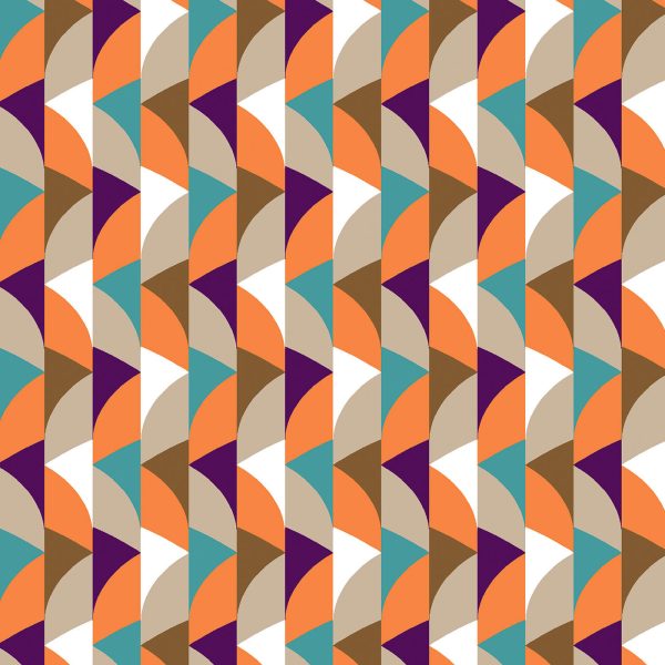 Terra, pattern design, purple, orange, tan, white, teal, brown, detail 2
