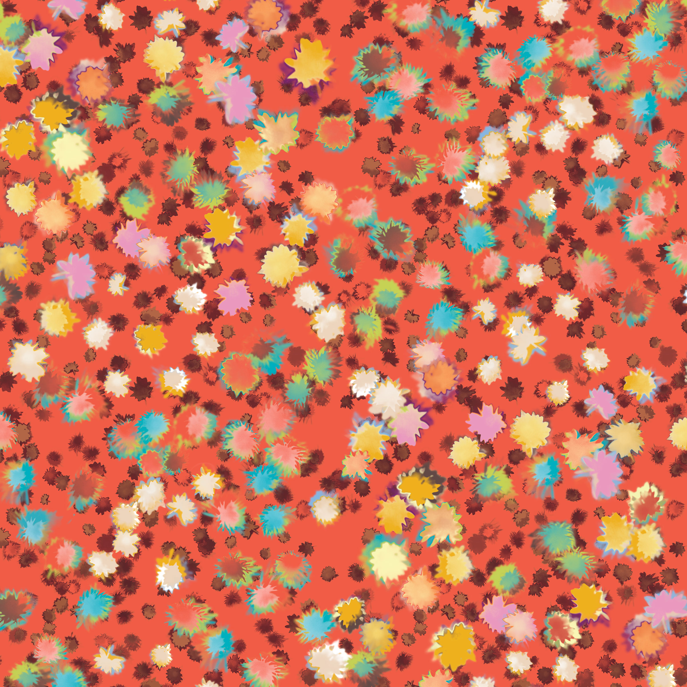 Bloom, Abstract floral textile design for upholstery. Bright Red Colourway.