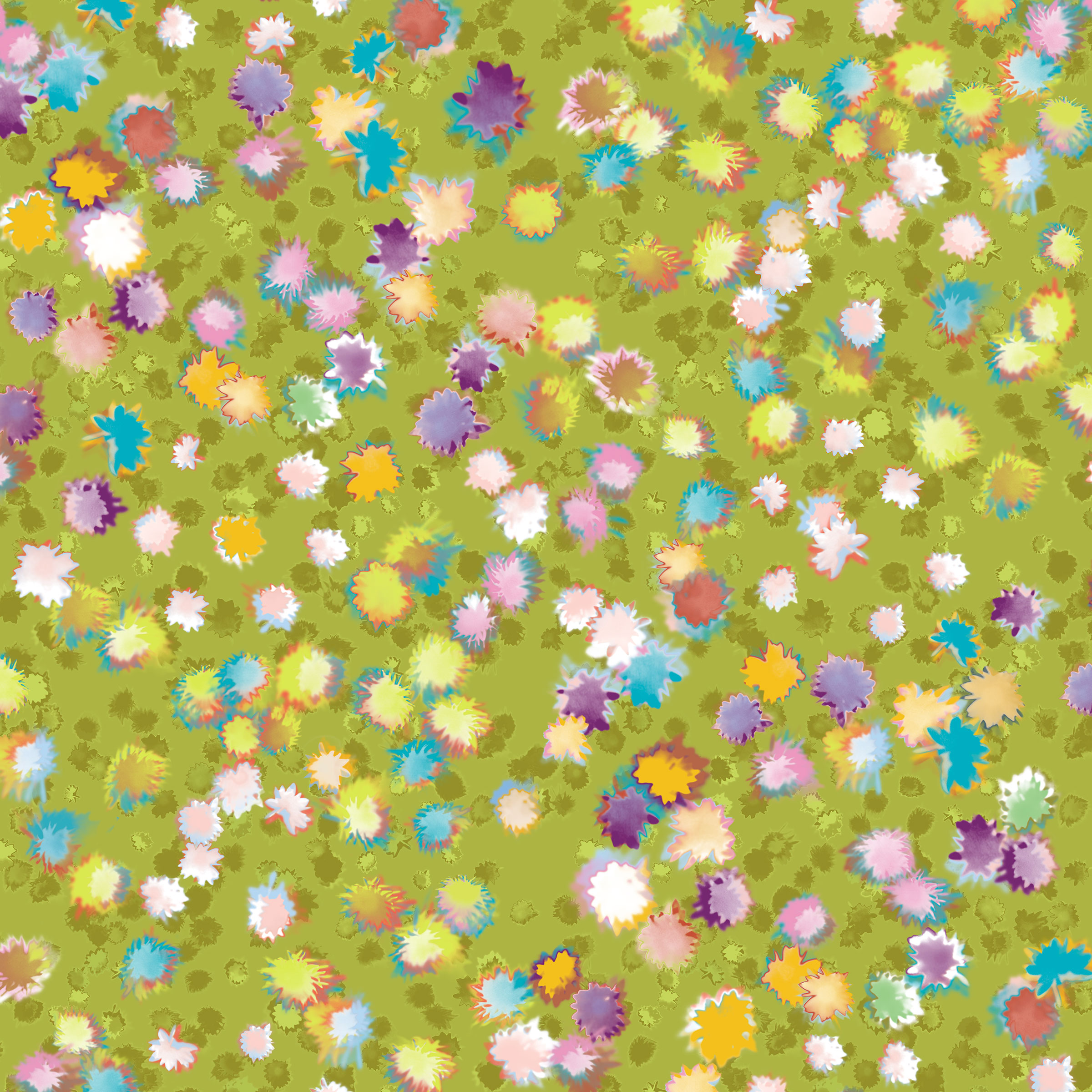 Bloom, Abstract floral textile design for upholstery. Green Colourway.