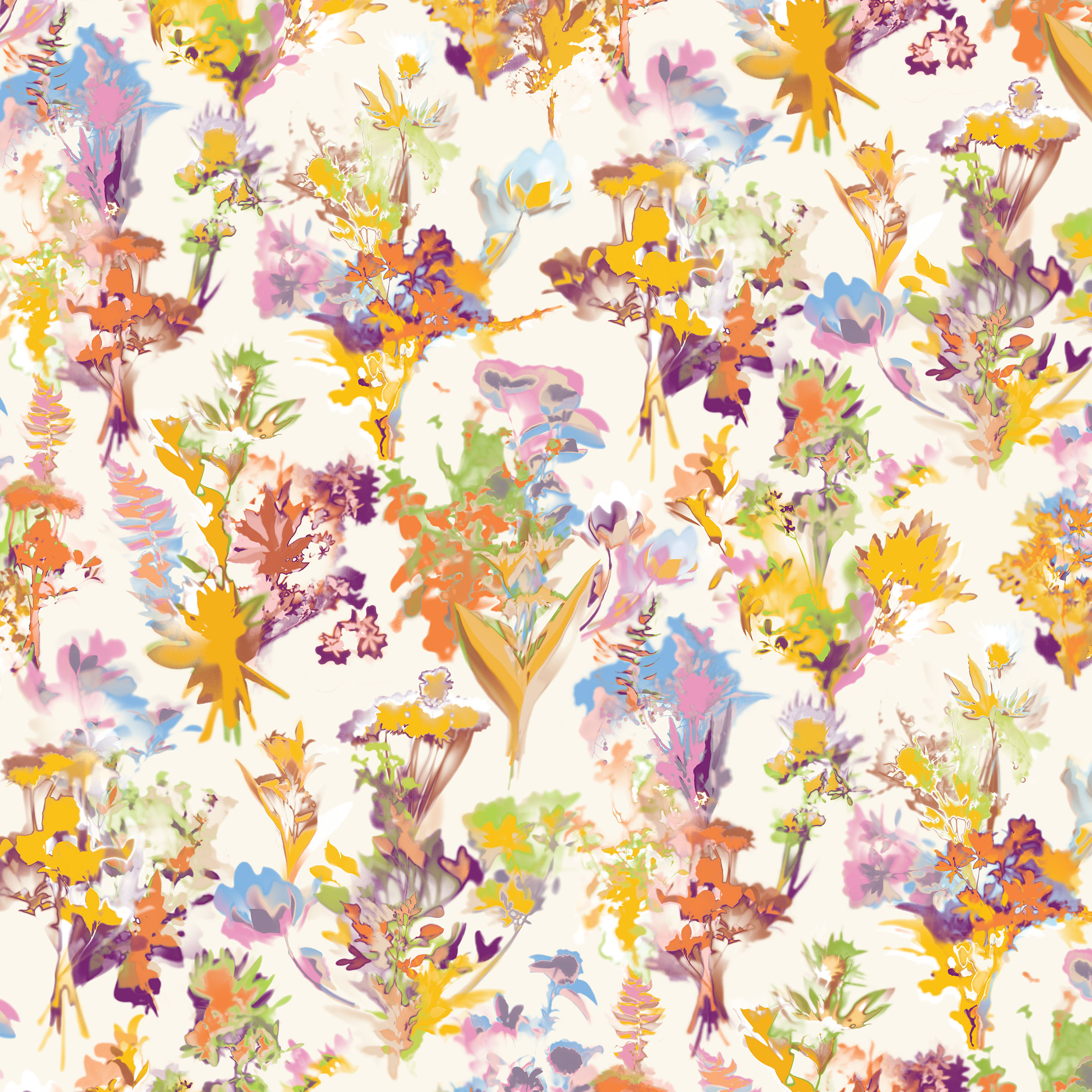 Floral upholstery pattern for interior design. Neutral colourway.