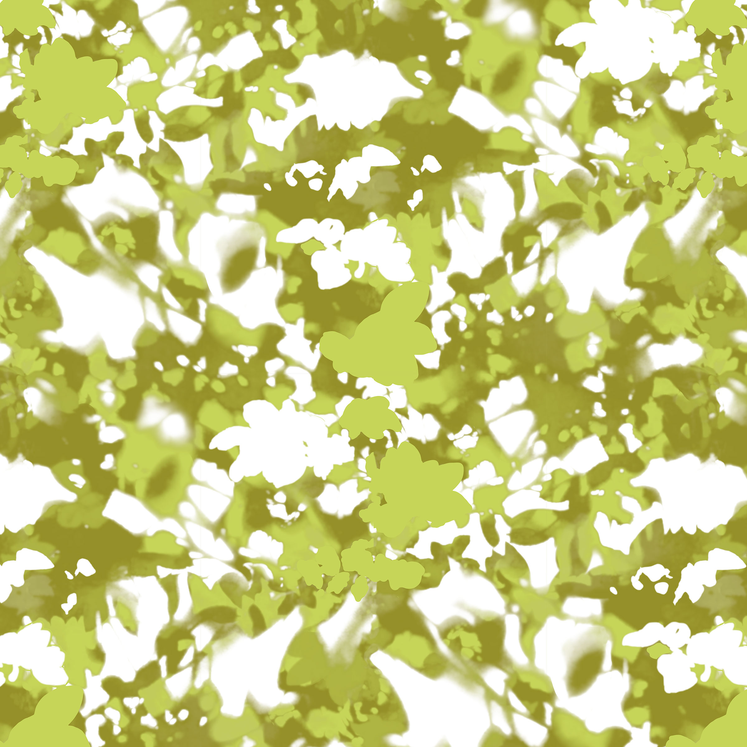 Dapple. Large scale abstracted leaf design. Green colourway.