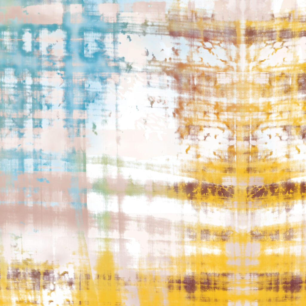 Reflection. Large scaled textured pattern with layers of transparent colour for upholstery or wallcovering.