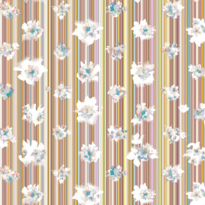 Spalliera, pattern design, stripe with flowers for upholstery and wallcovering.