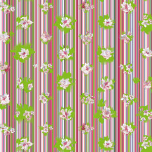 Spalliera, pattern design, stripe with flowers for upholstery and wallcovering.
