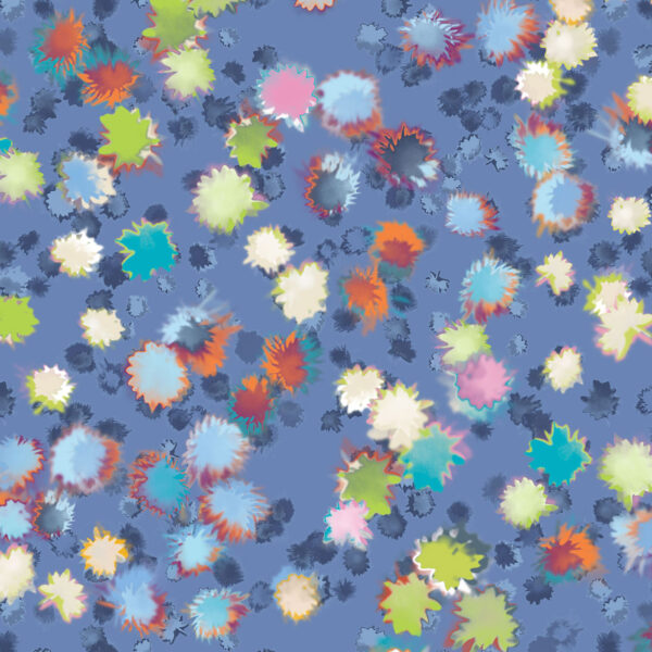 Detail. Bloom, Abstract floral textile design for upholstery. Blue Colourway.
