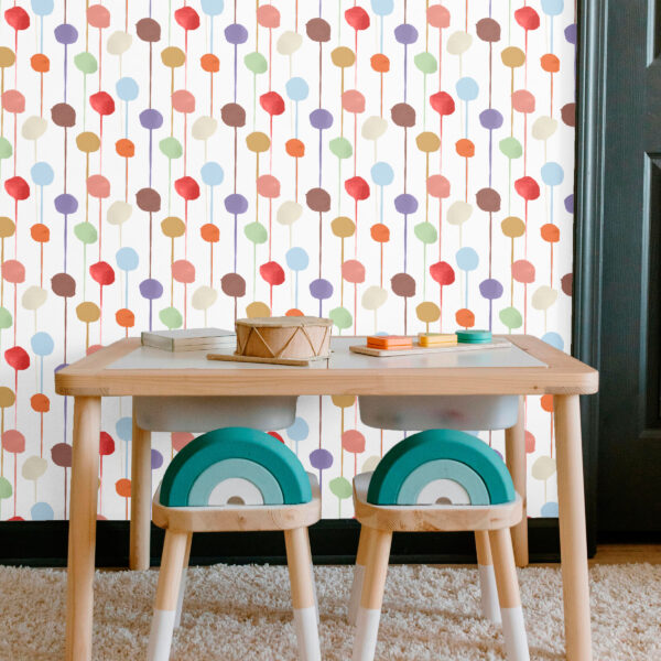 The Rita's World collection of textiles and wallcoverings by Mushaboom Design. Balloon Juju.