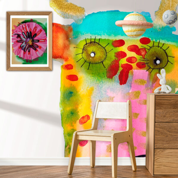 The Rita's World collection with textiles and wallcoverngs. Moo Graze.