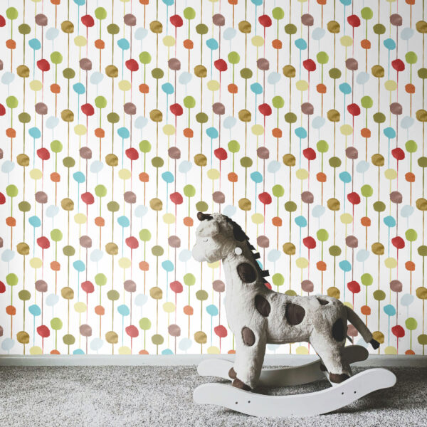 The Rita's World collection of textiles and wallcovering by Mushaboom Design. Confetti Pop.