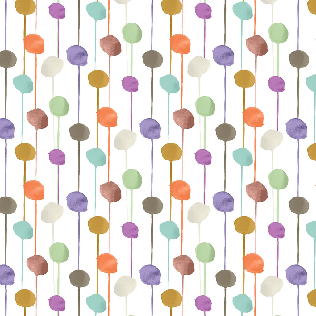 The Ritas World collection by Mushaboom Design. Textile and wallcoverings. Pattern Balloon, colour Pop. Detail.