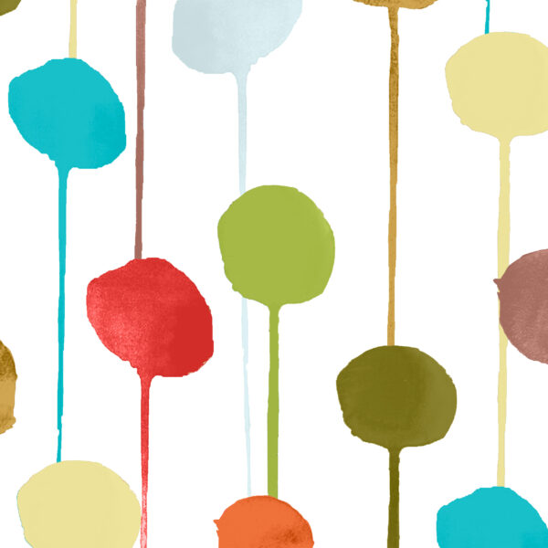 Ritas World collection by Mushaboom Design. Textile wallcoverings. Pattern Balloon, colour Gummy. Full scale detail.