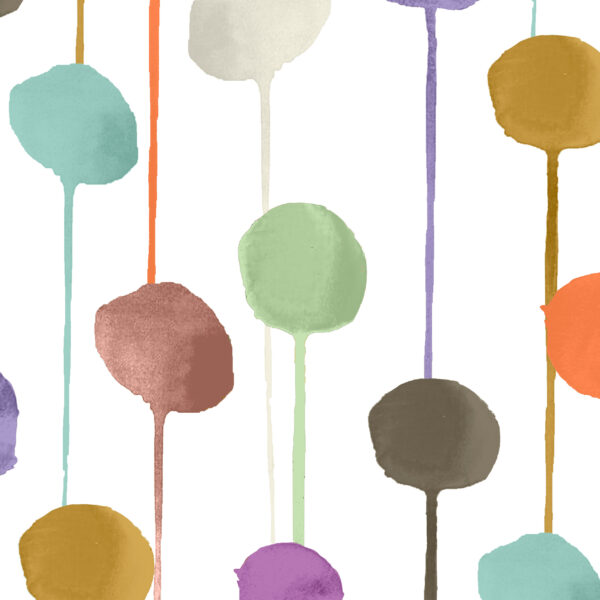 The Rita's World collection by Mushaboom Design. Textiles and wallcoverings. Pattern Balloon, colour Pop. Full scale detail.