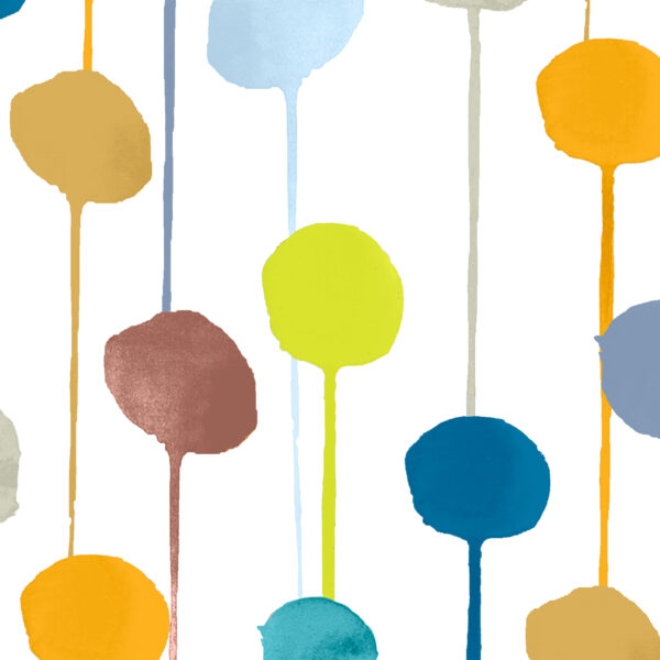 Ritas World collection by Mushaboom Design. Textile wallcoverings. Pattern Balloon, colour Sprinkle. Full scale detail.