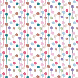 Ritas World collection by Mushaboom Design. Textile and wallcoverings. Pattern Balloons, colour Bonbon.