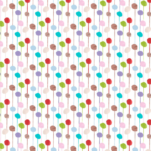 Ritas World collection by Mushaboom Design. Textile wallcoverings. Pattern Balloon, colour Candy,