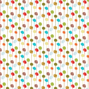 Ritas World collection by Mushaboom Design. Textile wallcoverings. Pattern Balloon, colour Gummy.