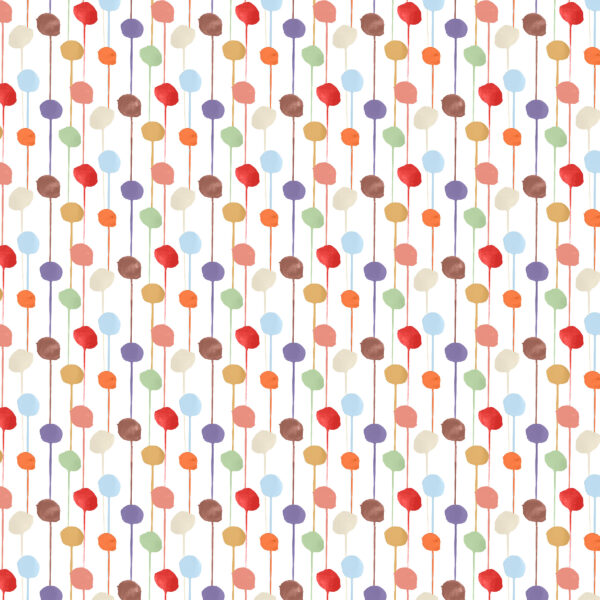 Ritas World collection by Mushaboom Design. Textile wallcoverings. Pattern Balloon, colour Juju.