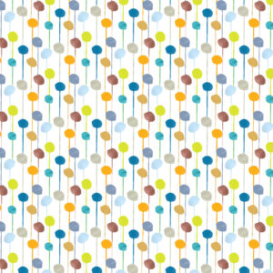 Ritas World collection by Mushaboom Design. Textile wallcoverings. Pattern Balloon, colour Sprinkle.