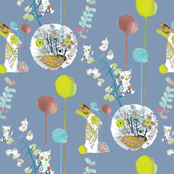 The Ritas World collection by Mushaboom Design. Textile and wallcoverings. Pattern Fest, colour Surprise. Detail.