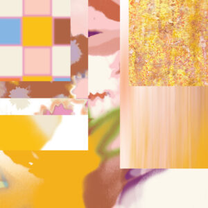 The Shadow Play collection of textiles and wallcoverings by Mushaboom Design. Daylight colourstory of gold colours.