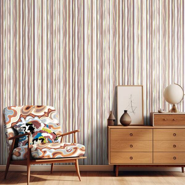 Textile and wallcovering designs for the Oh Canada collection. Current on chair, Lichen on chair, and 49 on wall.