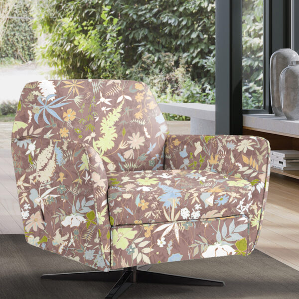 Textile and wallcovering designs from the Oh Canada collection. Wildthing on chair.