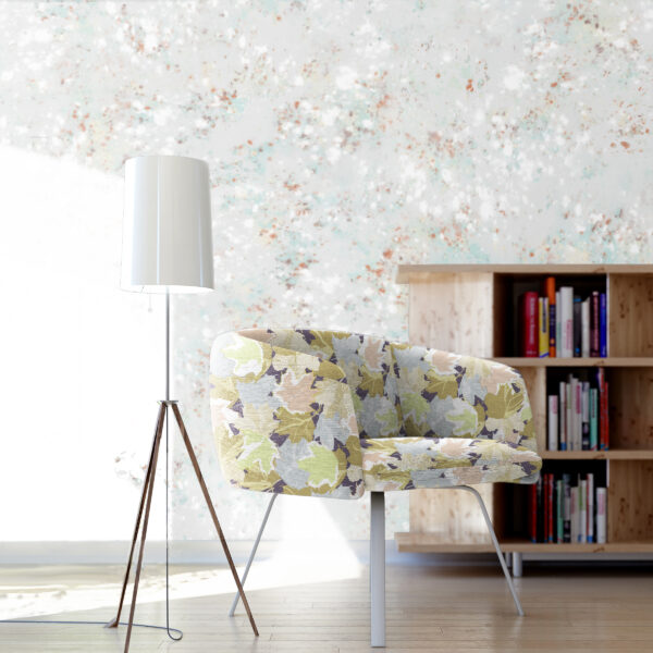 Designs from the Oh Canada collection. Maple on chair and Splash on wall.